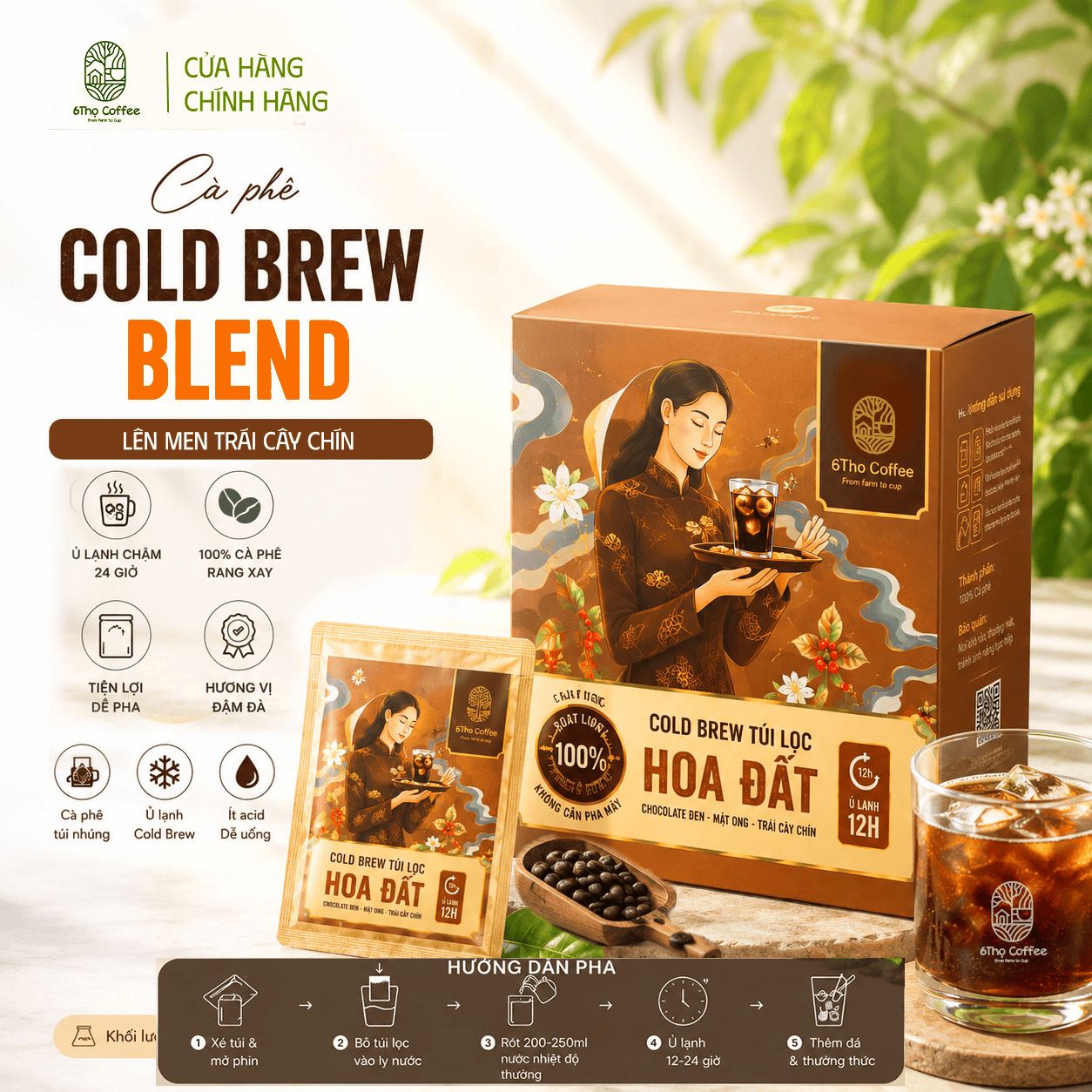 Hộp Cà Phê Cold Brew Hoa Đất Túi Lọc
