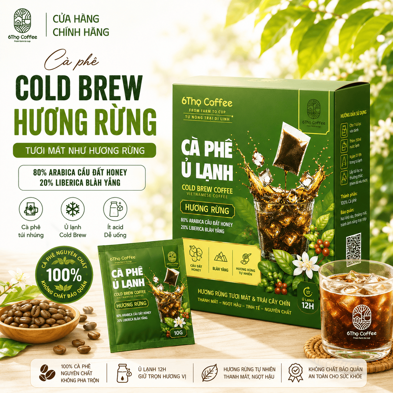 Hộp Cà Phê Cold Brew Hương Rừng Túi Lọc